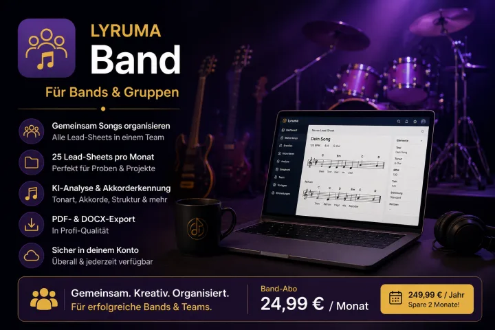 Lyruma Band Plan für Bands und gemeinsame Lead Sheets