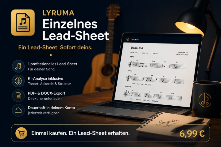 Lyruma Einzelkauf zum Erstellen eines PDF Lead Sheets